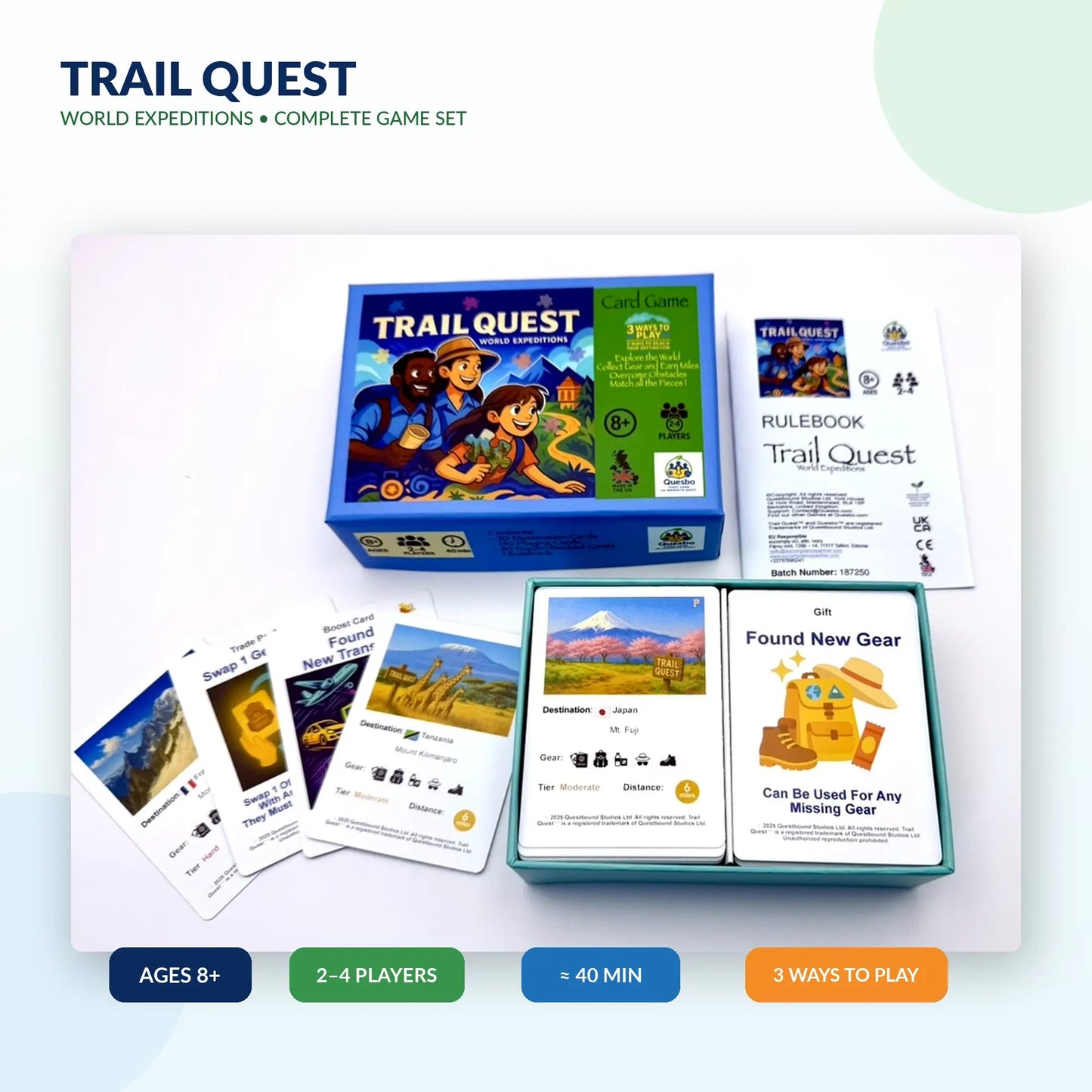 Trail Quest® World Expeditions Kids Family Travel Adventure Strategy Card Game Ages 8+