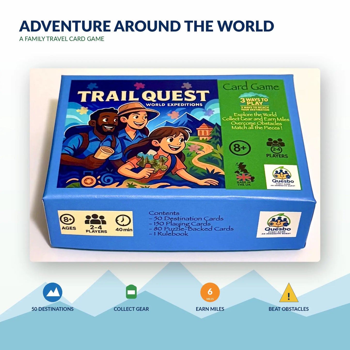Trail Quest® World Expeditions Kids Family Travel Adventure Strategy Card Game Ages 8+