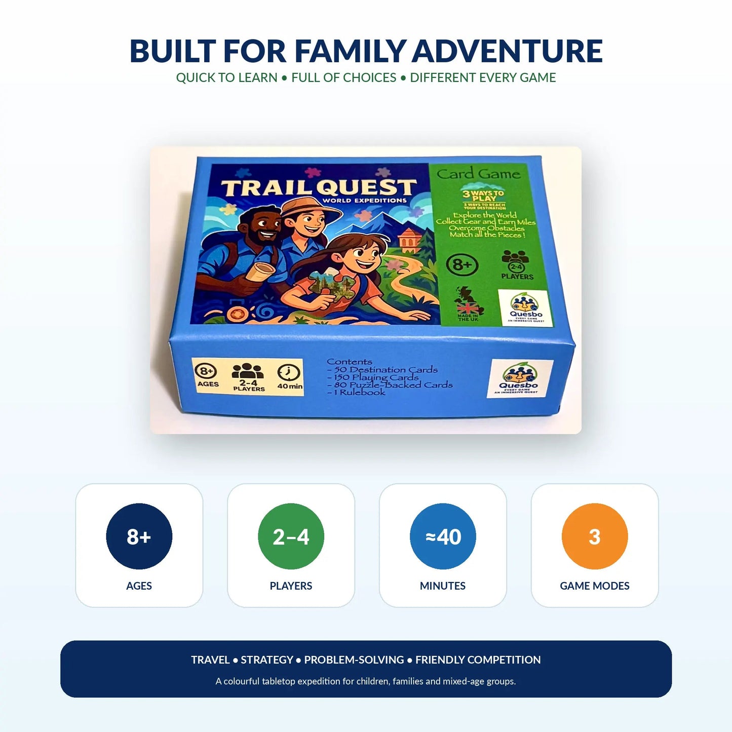 Trail Quest® World Expeditions Kids Family Travel Adventure Strategy Card Game Ages 8+