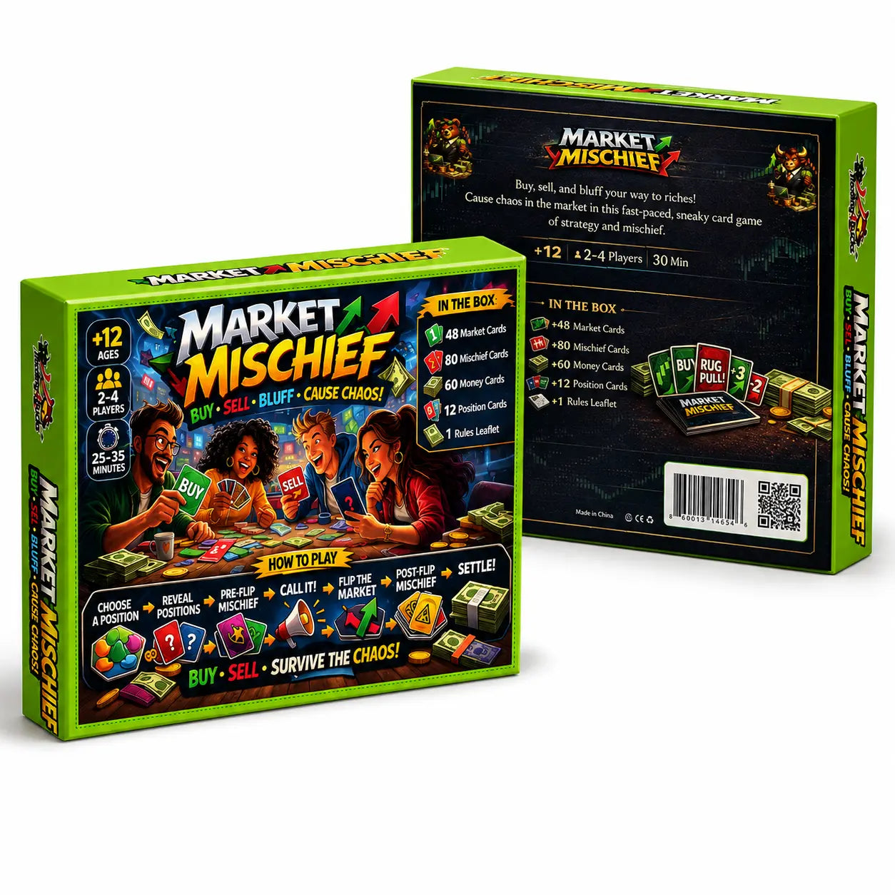 Market Mischief: Card Game for Families | Buy, Sell, Trade