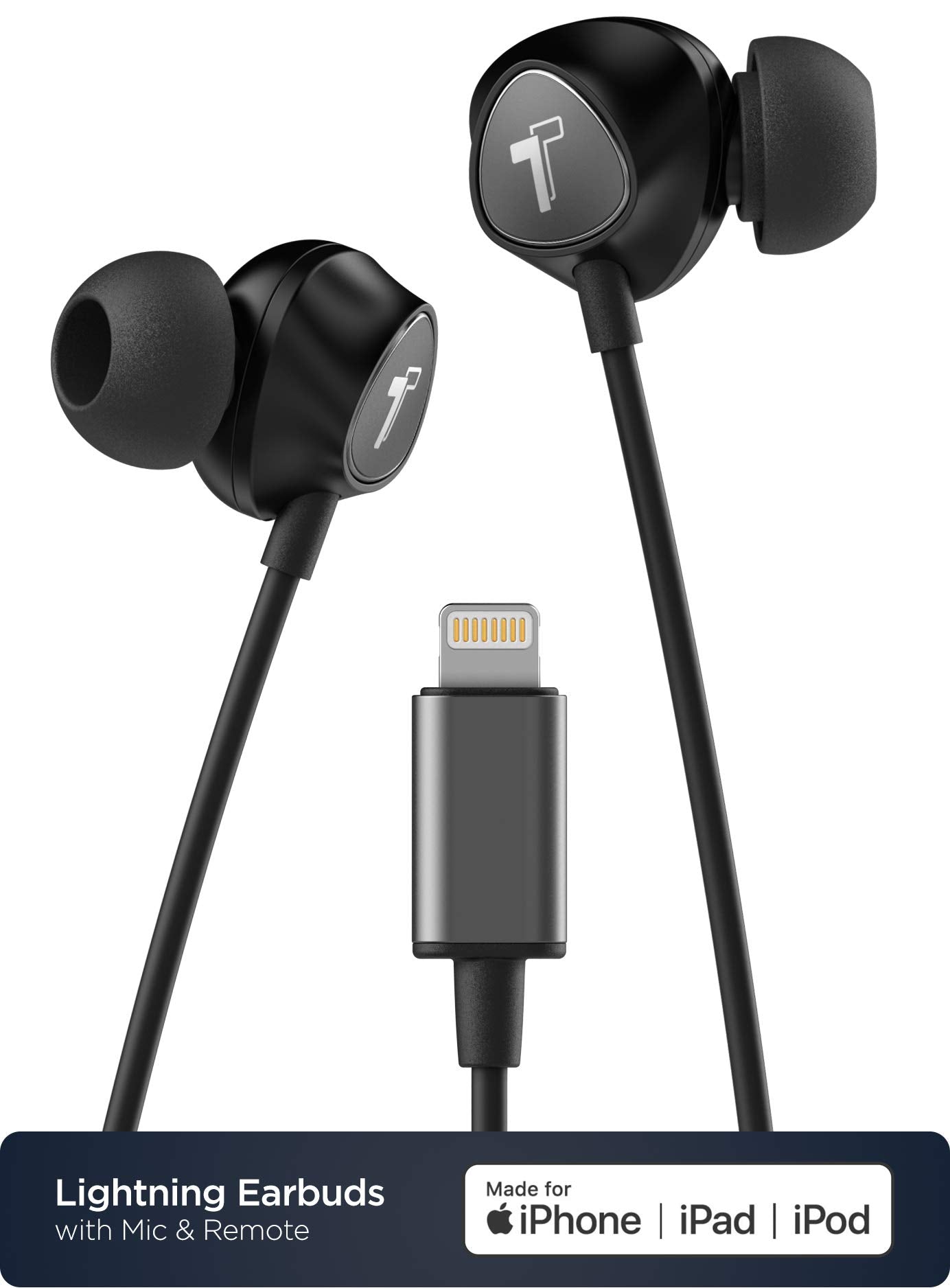 Thore MFi Lightning Earbuds with Remote & Mic – Black (Pouch included) NEW