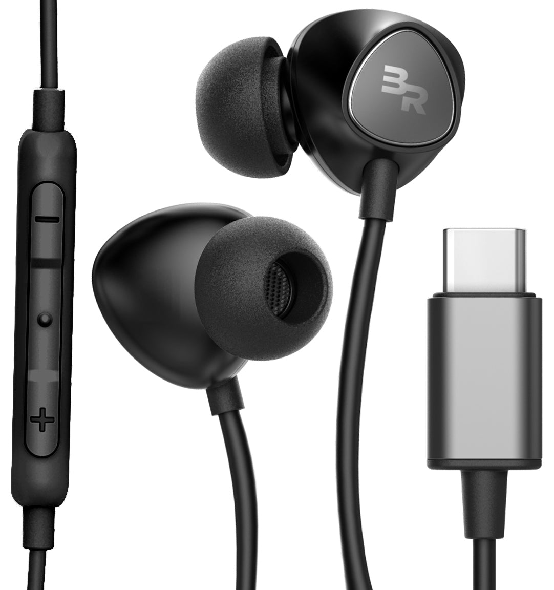 Type-C USB-C In-Ear Earphone Headset Headphone Earbuds Wth Wire-controlled Mic