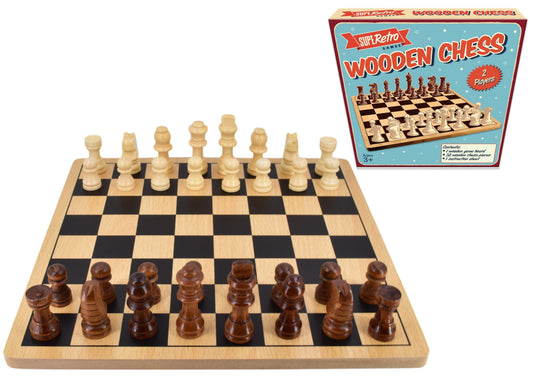 "Retro" Wooden Board Chess - Colour Box