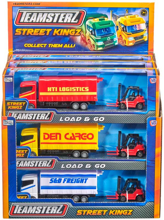 Teamsterz Load and Go Die-Cast Logistic Lorry with Forklift – 3 Assorted Designs | Kids Vehicle Toy