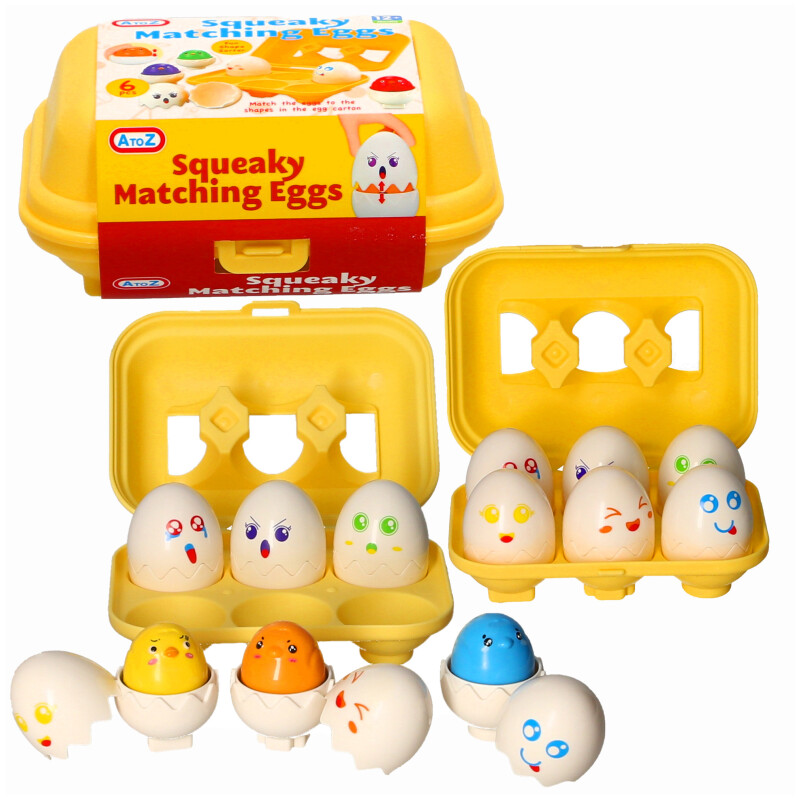 Baby Shape Sorter Squeaky Matching Eggs Six Interactive Learning Toy A to Z