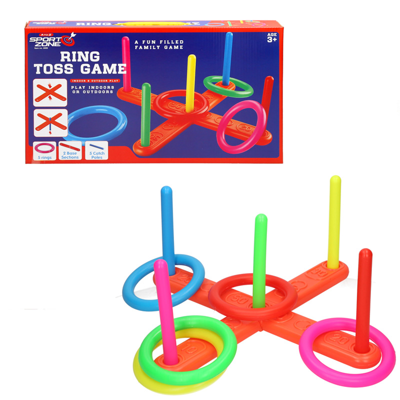 PLASTIC HOOP RING QUOITS TOSS TOSSING GAME SET SUMMER OUTDOOR FUN FAMILY KIDS