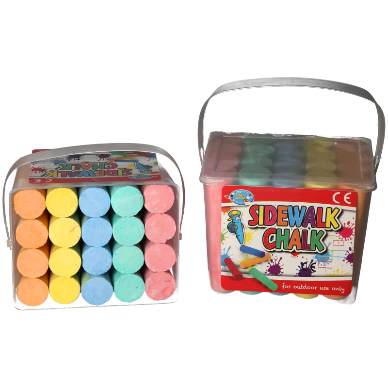 Childrens Quality Art Crafts Jumbo 20 PCS Giant Sidewalk Chalk Tub multicolour