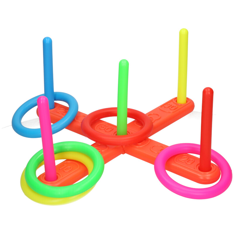 PLASTIC HOOP RING QUOITS TOSS TOSSING GAME SET SUMMER OUTDOOR FUN FAMILY KIDS