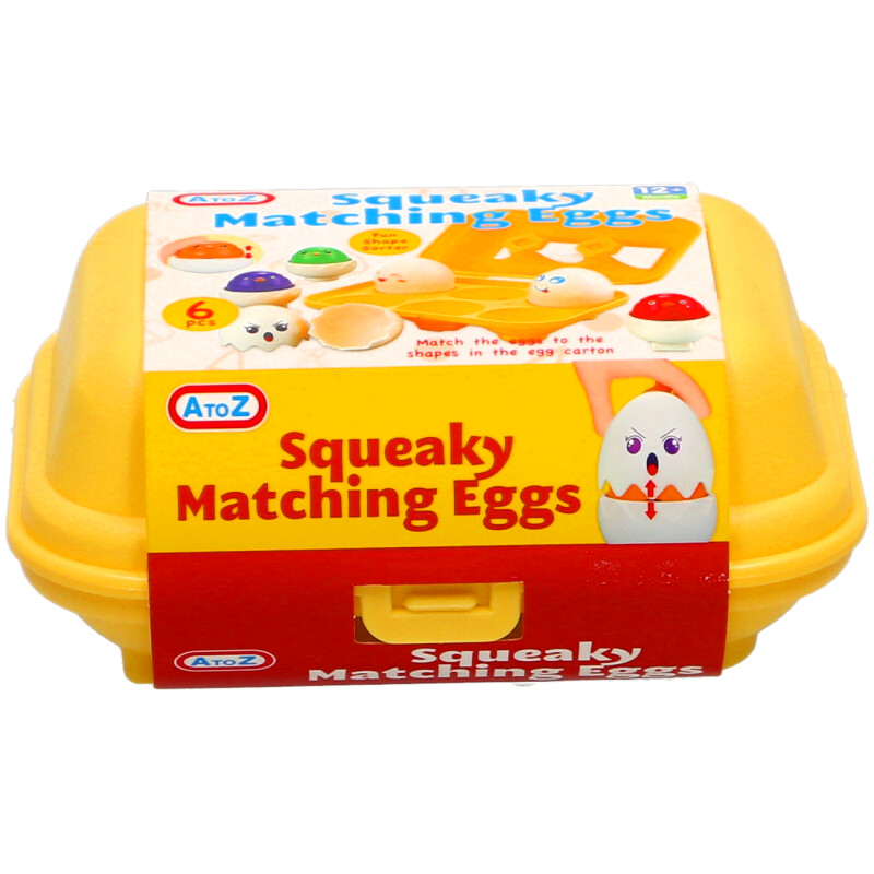 Baby Shape Sorter Squeaky Matching Eggs Six Interactive Learning Toy A to Z