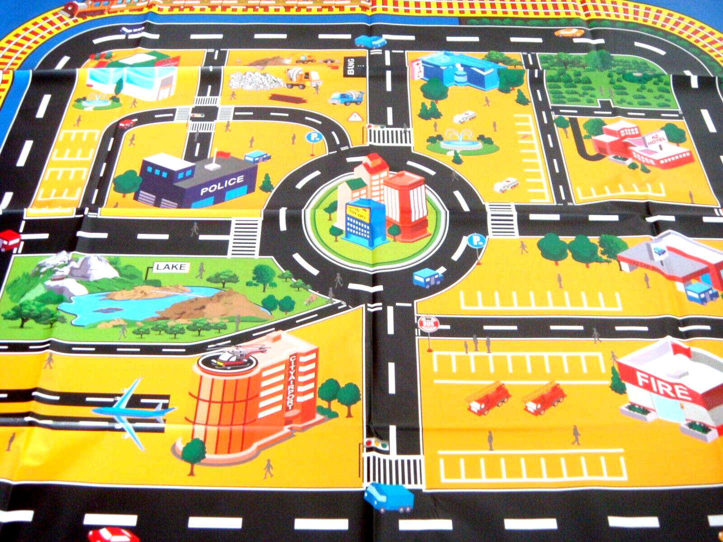 Giant City Playmat Road Train Layout Car Mat Boys Toy Playmat Kids City Playmat