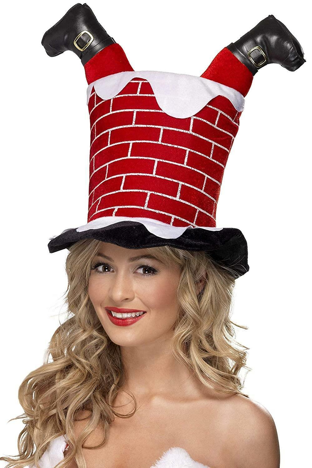 Christmas Santa Chimney Novelty Hat Fancy Dress Xmas Party Accessory Costume