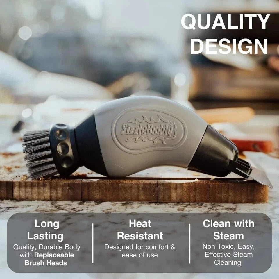 Sizzle Buddy BBQ Cleaning Brush with Scraper Stainless Steel