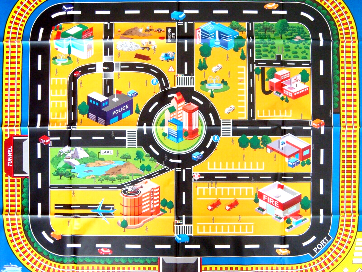 Giant City Playmat Road Train Layout Car Mat Boys Toy Playmat Kids City Playmat