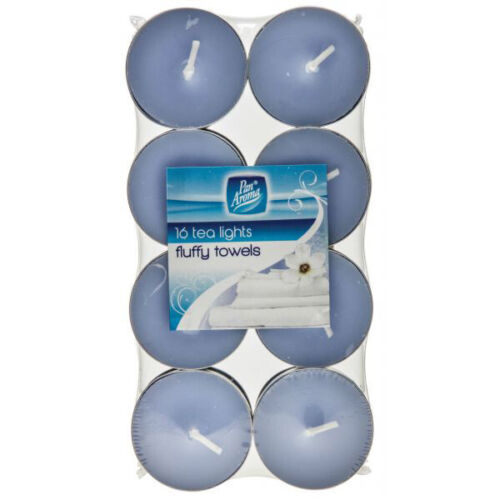 2 X PAN AROMA COLOUR TEA LIGHTS FLUFFY TOWELS 16-PACK