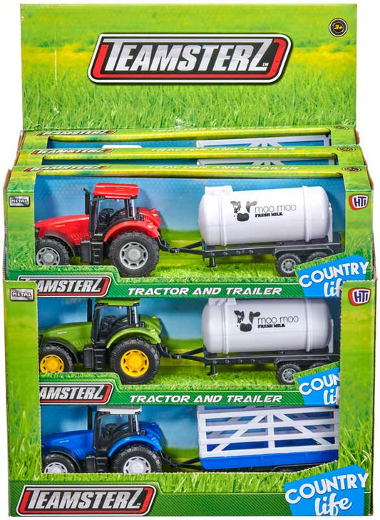 Teamsterz 1:32 Scale Tractor and Trailer – Farm Vehicle Toy for Kids (Assorted Designs)