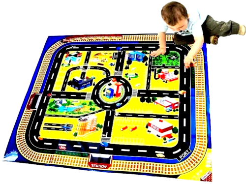 Giant City Playmat Road Train Layout Car Mat Boys Toy Playmat Kids City Playmat